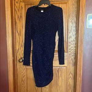 B Darlin Sparkling Midnight Blue Long Sleeve Dress